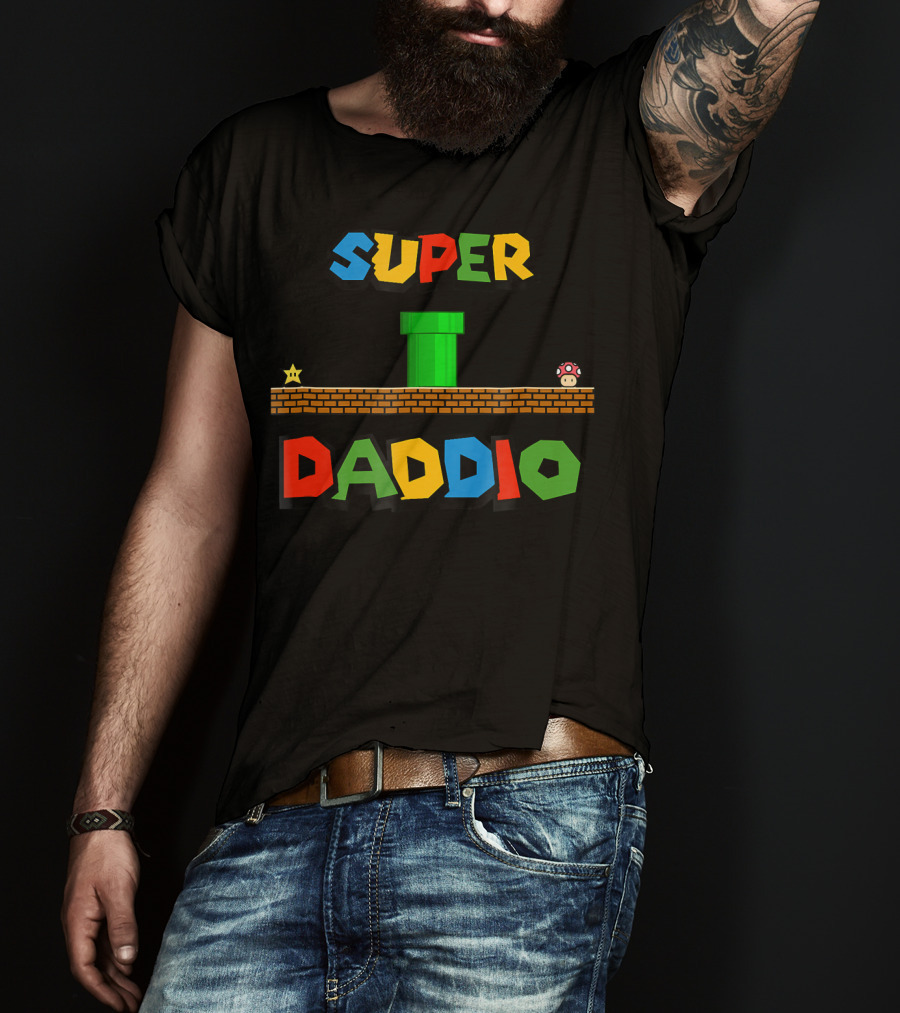 Super Daddio Nerdy Star Mushroom Pipe Block T-Shirt