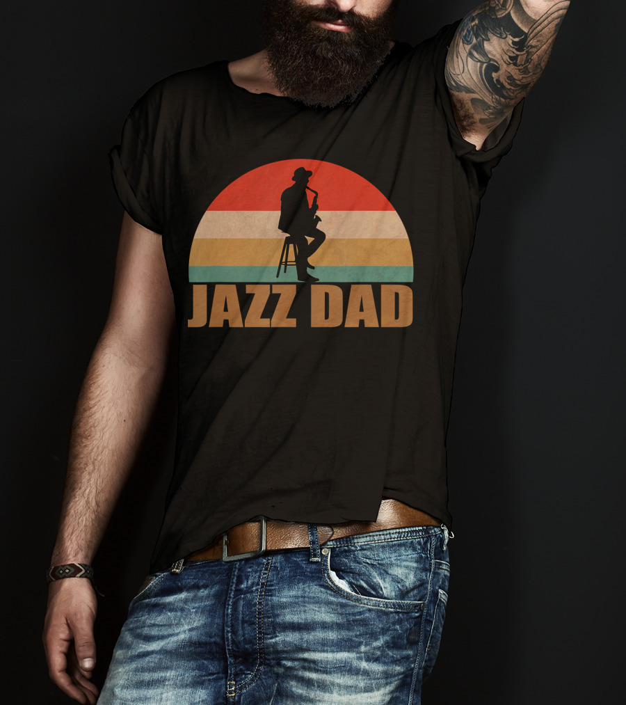 Jazz Dad Retro Vintage Saxophone T-Shirt