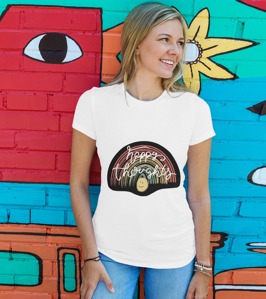 Happy Thoughts Rainbow Smiley Face T-Shirt