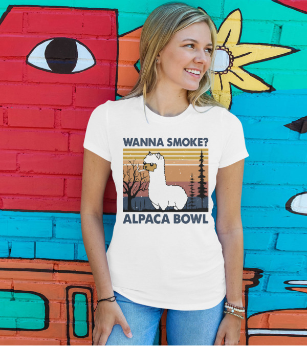 WANNA SMOKE ALPACA BOWL VINTAGE FOREST SUNSET ALPACA T-Shirt