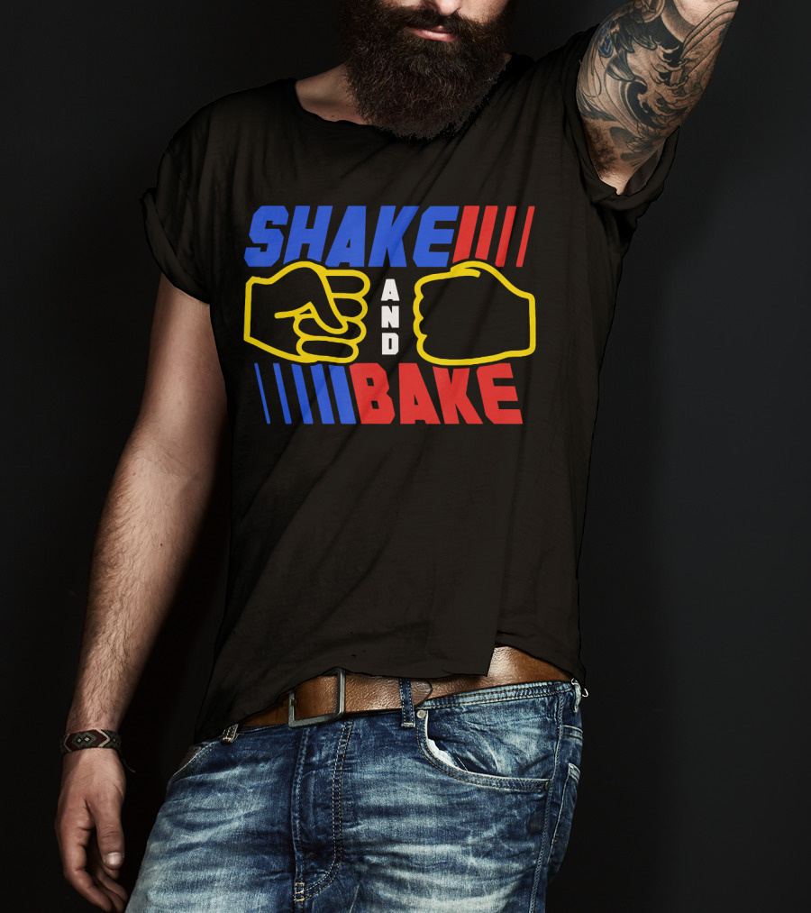 SHAKE AND BAKE Fist Bump Iconic Symbol Bold Colors T-Shirt