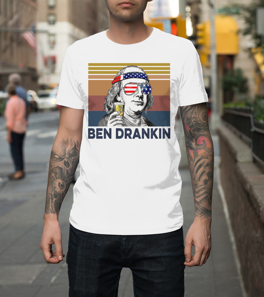 Ben Drankin Vintage USA Patriotic Beer T-Shirt