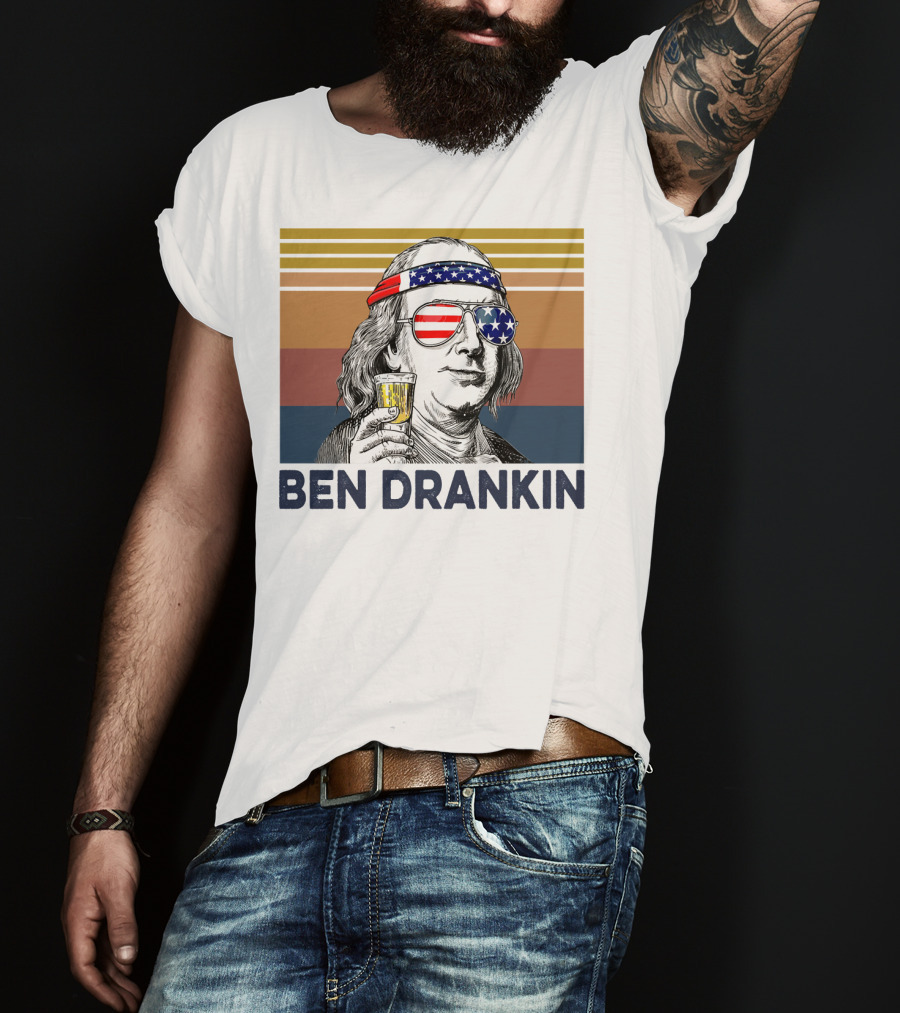 Ben Drankin Vintage USA Patriotic Beer T-Shirt