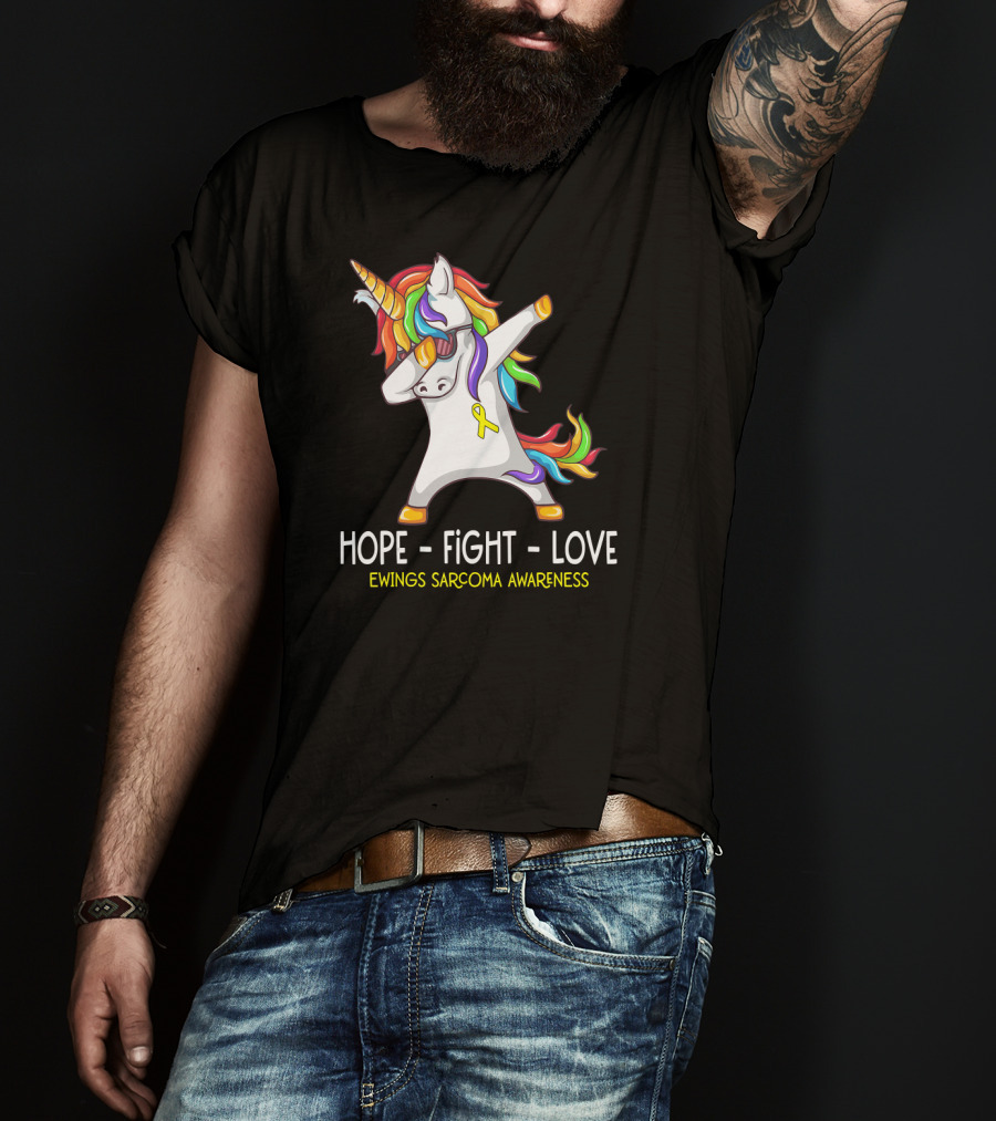 Hope Fight Love Unicorn Ewings Sarcoma Awareness T-Shirt
