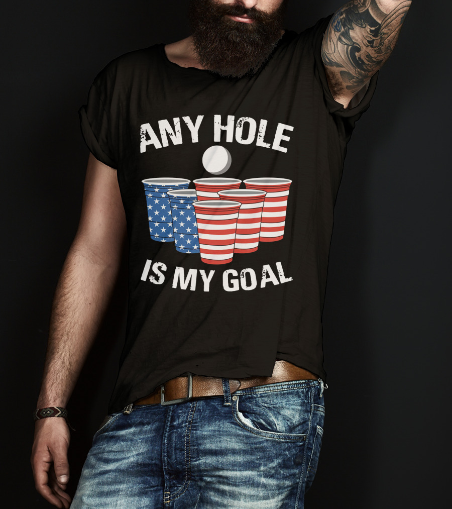 Any Hole Is My Goal Vintage USA Beer Pong Cups T-Shirt