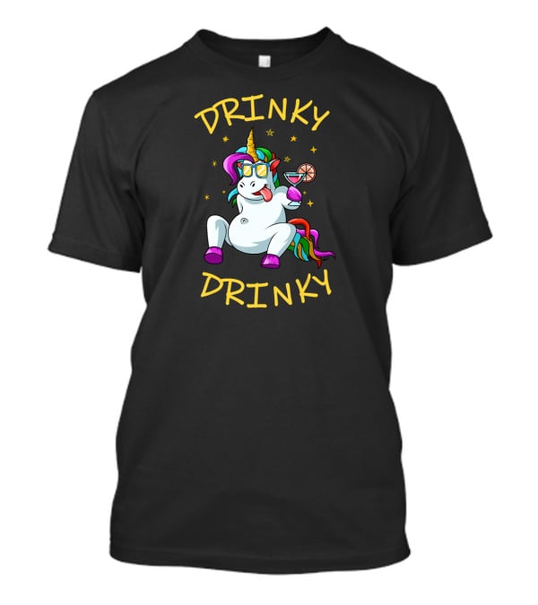 Drinky Drinky Drinking Unicorn With Cocktail And Sunglasses T-Shirt