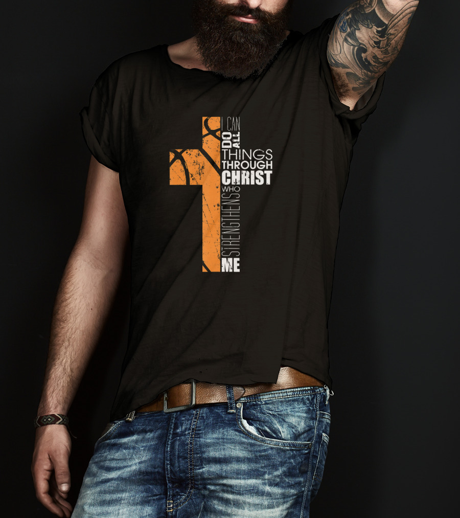 Philippians 413 I Can Do All Things Through Christ Basketball Cross T-Shirt