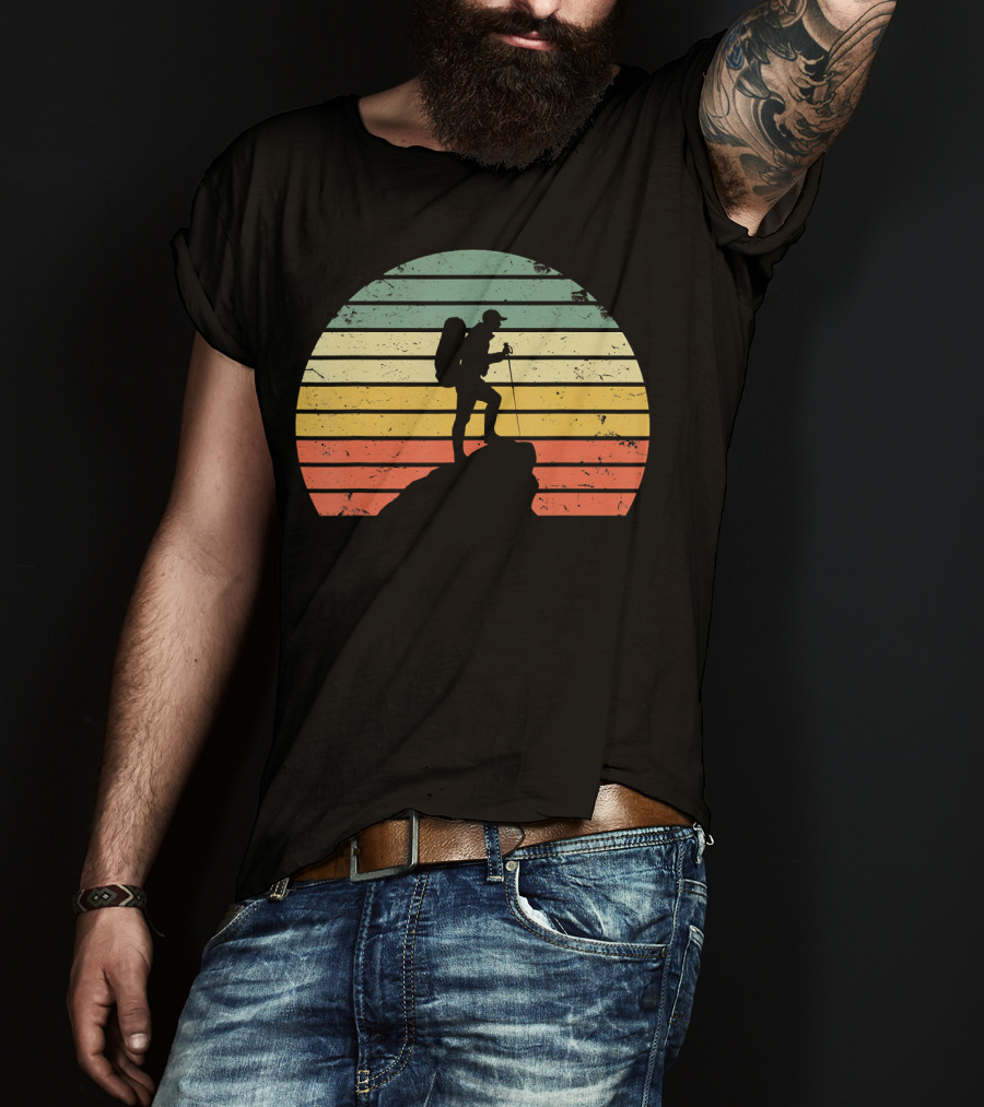 Vintage Hiking Retro Sunset Adventure T-Shirt