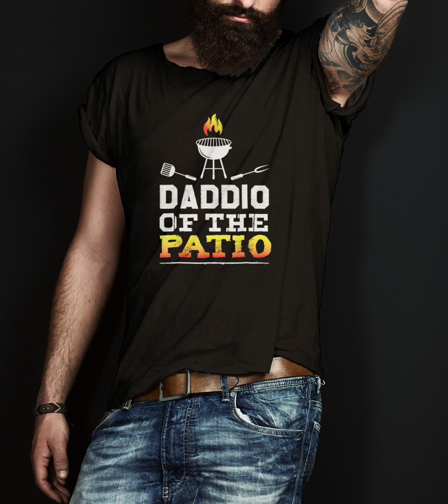 Barbecue Grill Daddio Of The Patio With BBQ Utensils And Flame T-Shirt