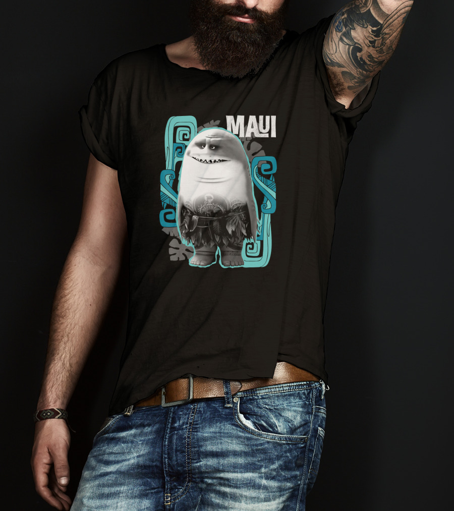 Maui Half Shark Disney Moana Character With Tribal T-Shirt