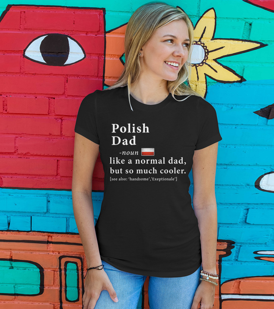 Polish Dad Noun Like A Normal Dad But So Much Cooler Handsome Exceptionale Polish Flag T-Shirt