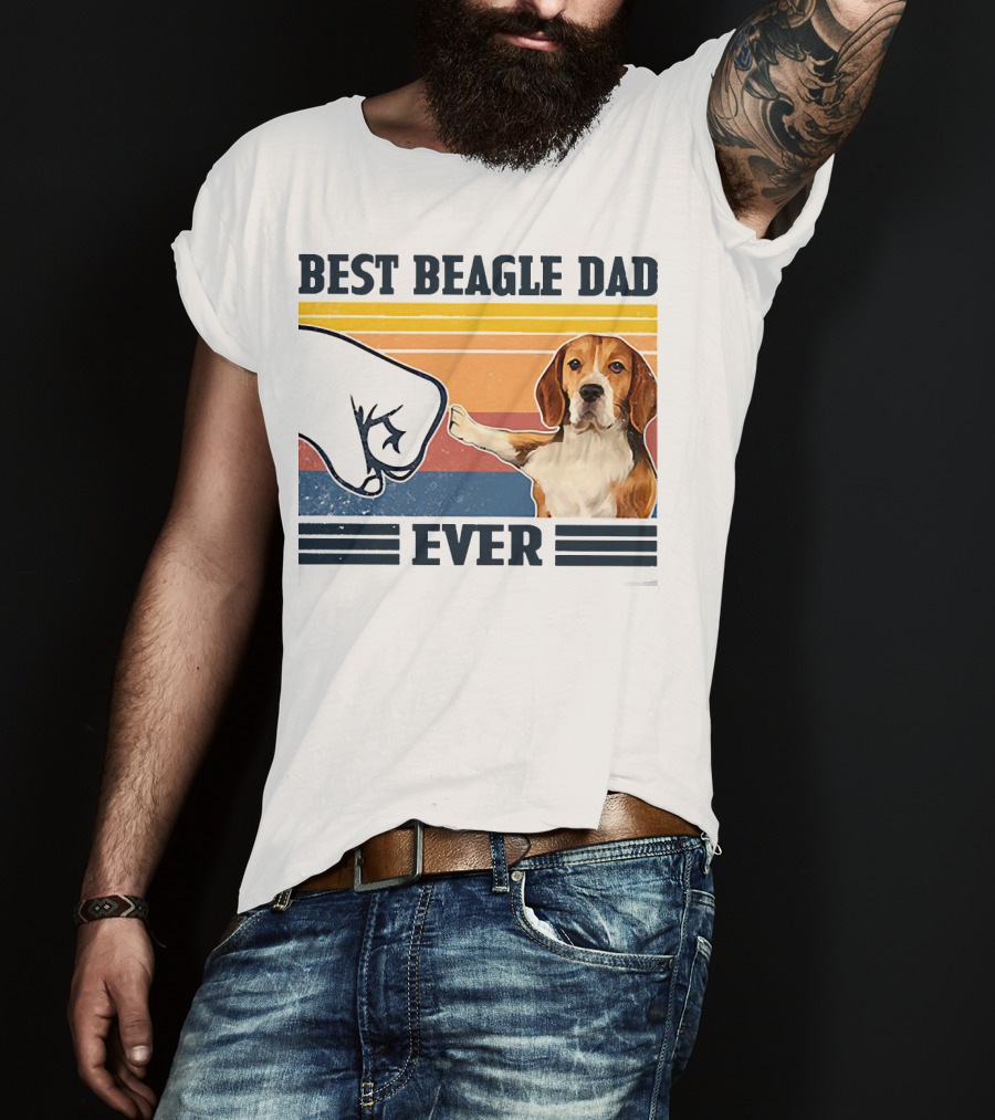Best Beagle Dad Ever Vintage Fist Bump T-Shirt