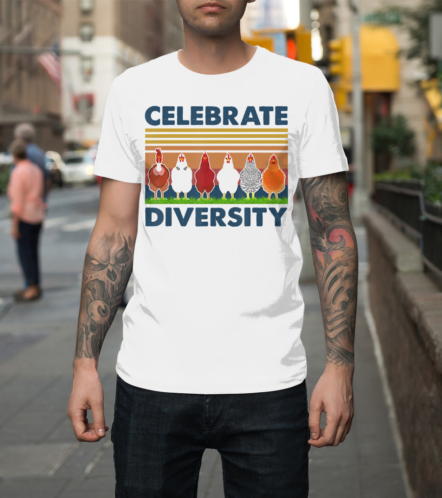 Celebrate Diversity With Chickens In Colorful Display T-Shirt