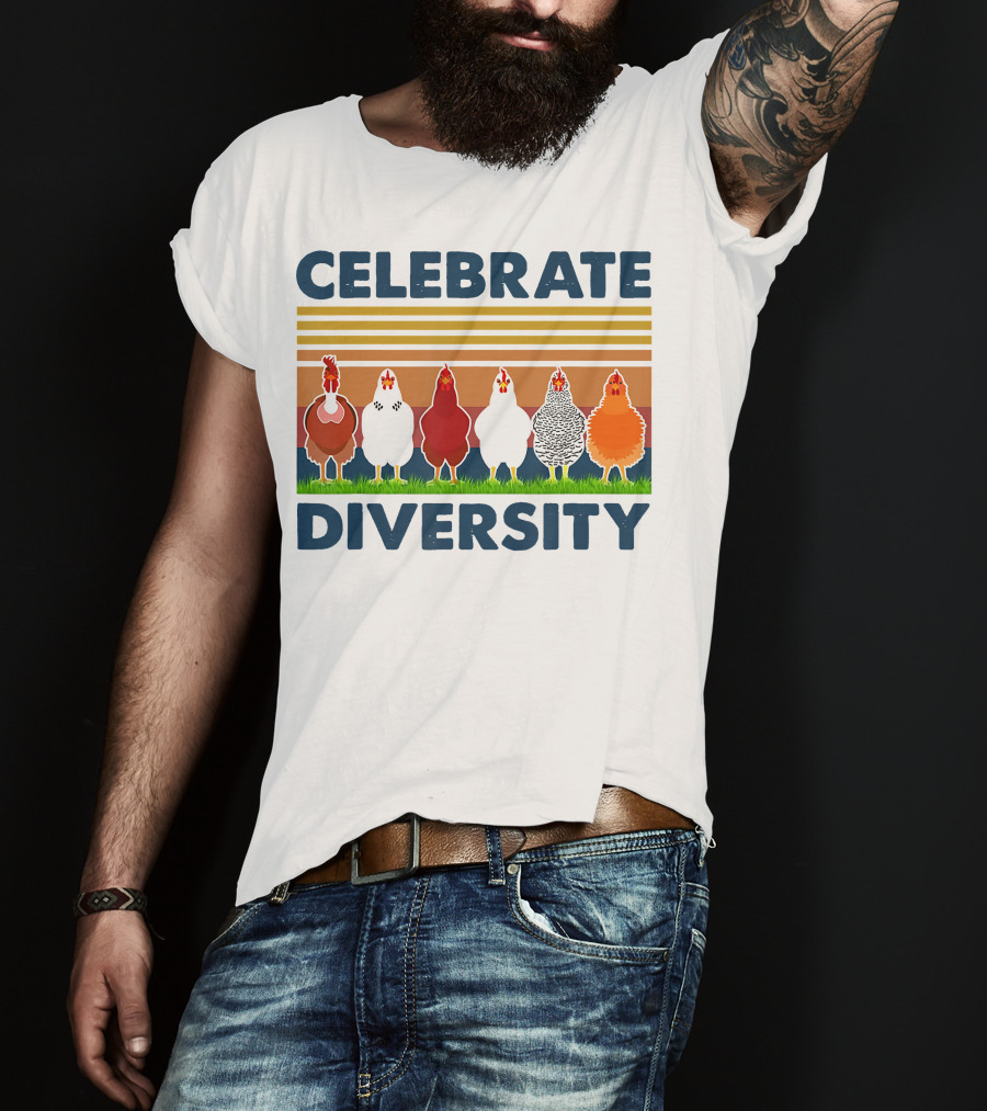 Celebrate Diversity With Chickens In Colorful Display T-Shirt