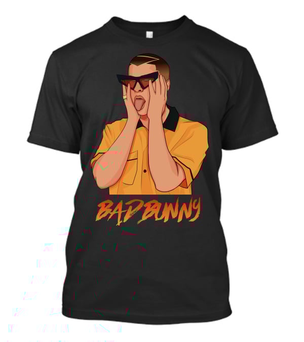 Bad Bunny El Conejo Malo Graphic Style Sunglasses Orange T-Shirt