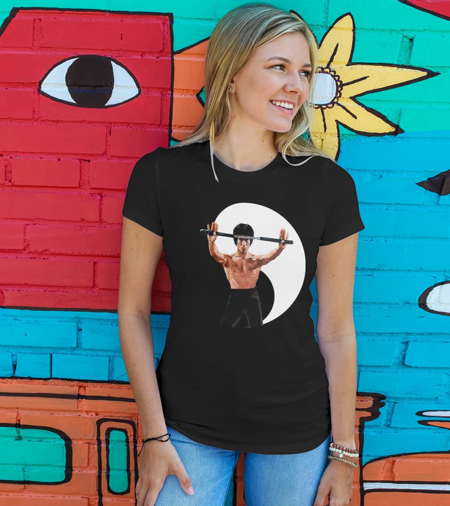 Bruce Lee Nunchaku Pose Yin Yang Martial Arts T-Shirt