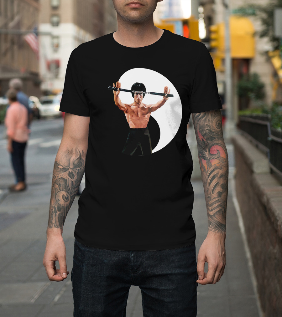 Bruce Lee Nunchaku Pose Yin Yang Martial Arts T-Shirt