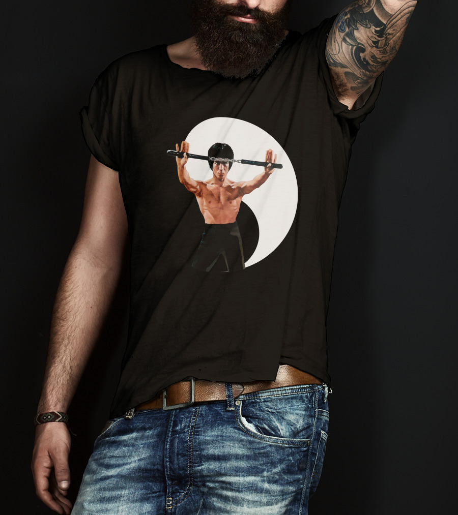 Bruce Lee Nunchaku Pose Yin Yang Martial Arts T-Shirt