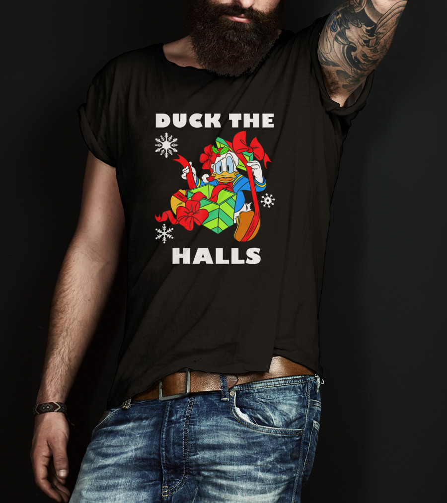 Disney Donald Duck The Halls Christmas Gift Box Holiday T-Shirt