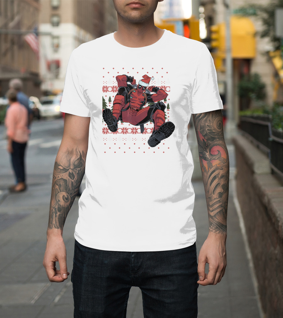 Marvel Deadpool Christmas Santa Hat Ugly T-Shirt