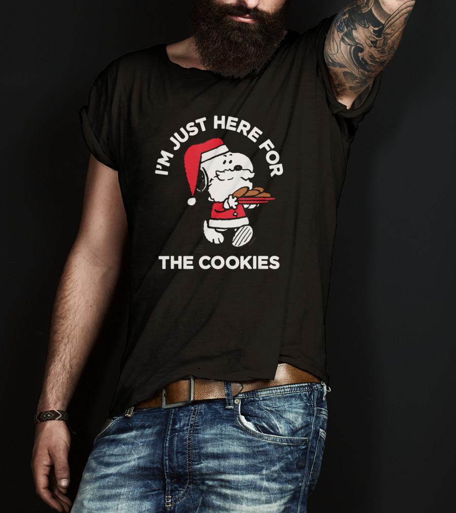 I'm Just Here For The Cookies Peanuts Snoopy Santa T-Shirt