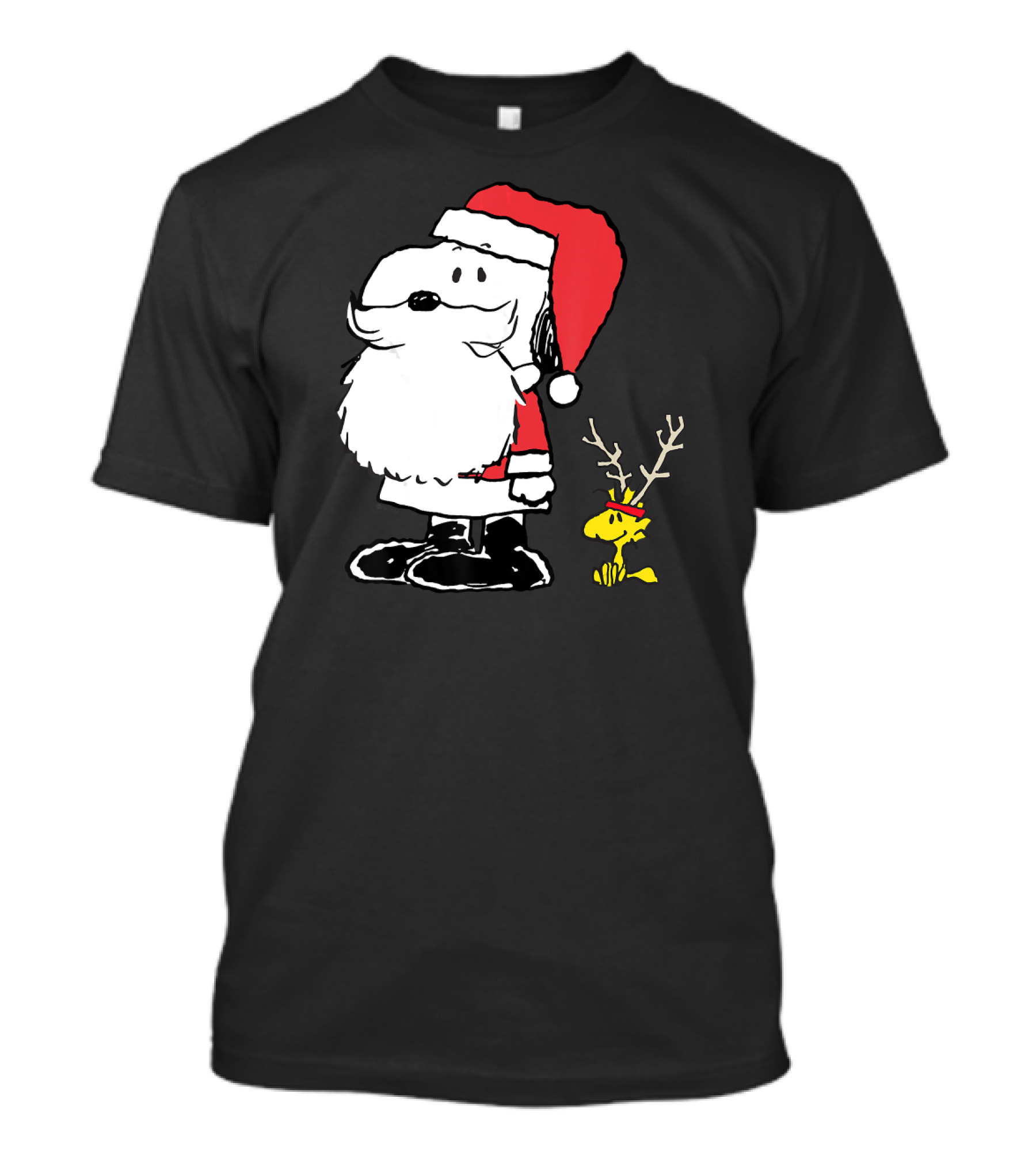 Snoopy Santa With Woodstock Antlers Peanuts Holiday T-Shirt