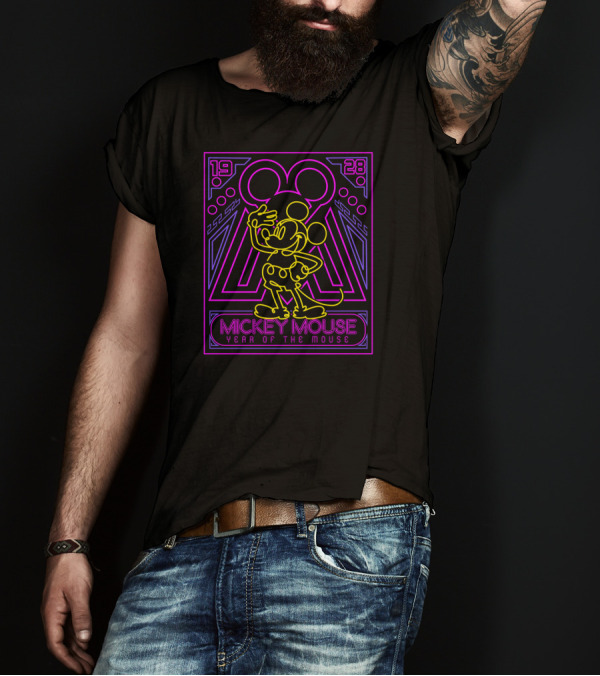 Mickey Mouse Neon 1928 Year Of The Mouse T-Shirt