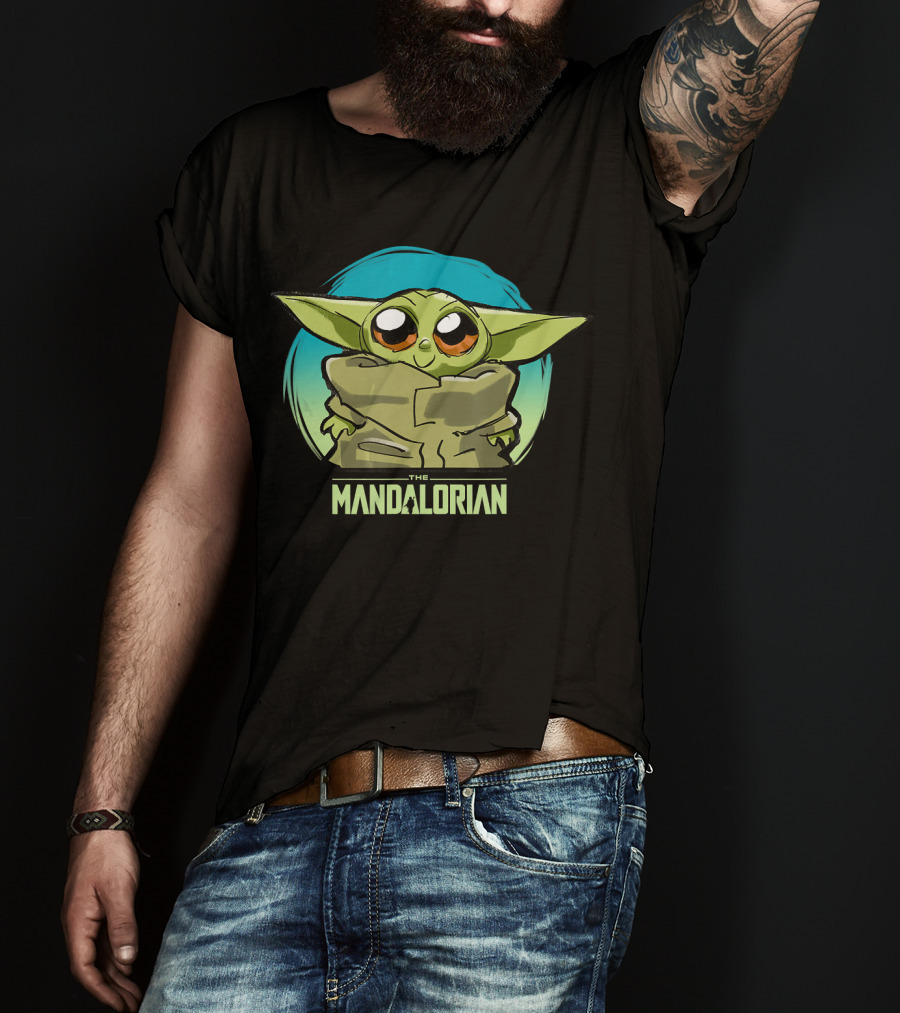 Star Wars The Mandalorian The Child Cute Blue Hue Baby Yoda Grogu T-Shirt