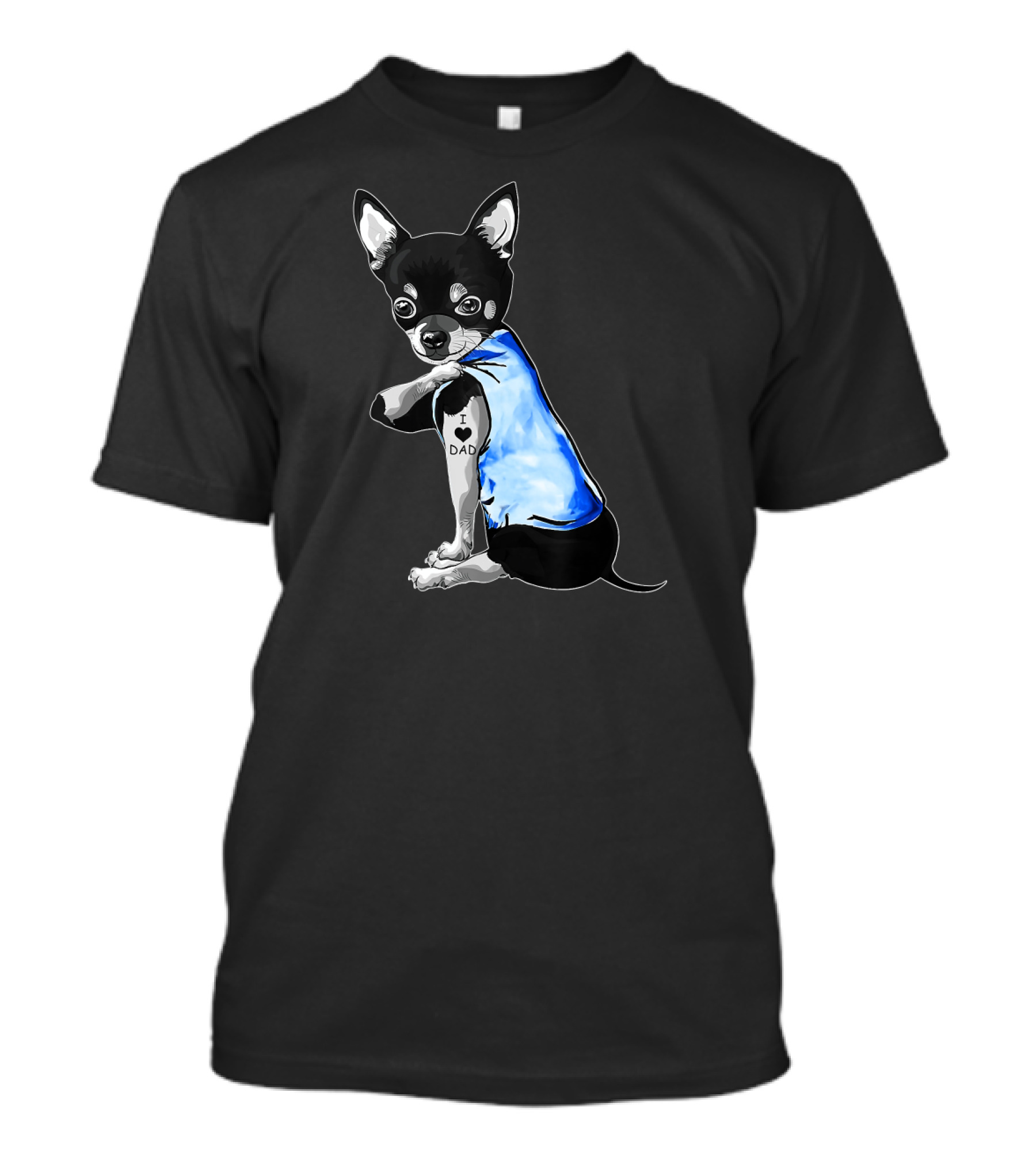 Father's Day Chihuahua I Love Dad Tattoo Dog T-Shirt