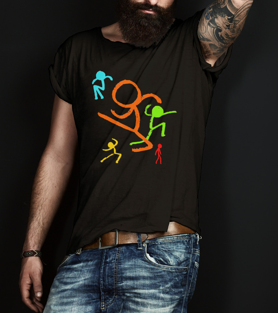 Five Colorful Stick Figures Youth Fashion T-Shirt