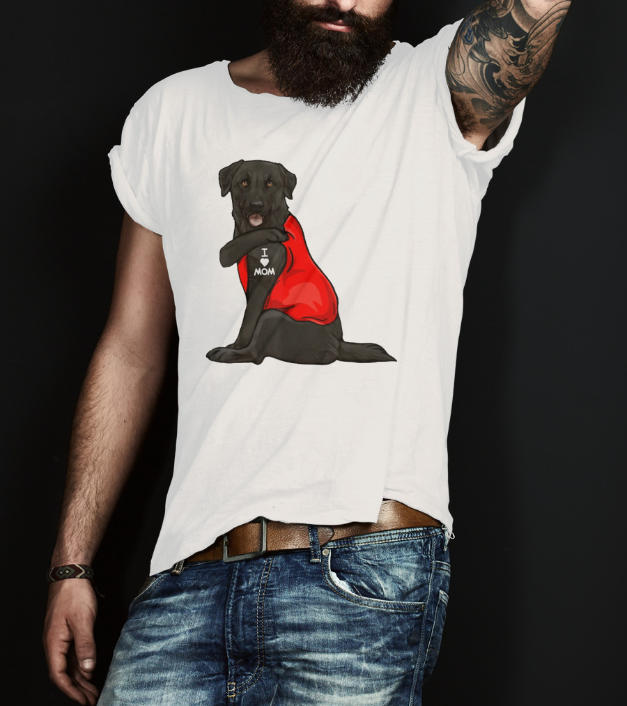 I Love Mom Funny Labrador Retriever Dog Tattoo Red T-Shirt