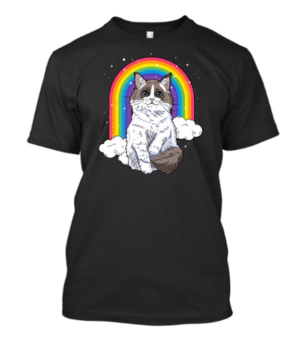 Ragdoll Cat With Rainbow And Clouds For Kitty Lovers T-Shirt