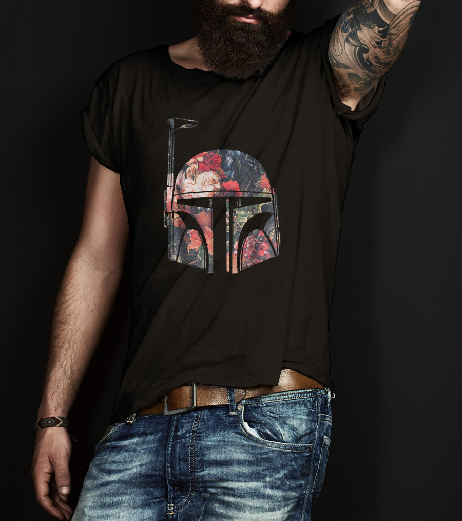 Star Wars Boba Fett Helmet With Floral Print T-Shirt
