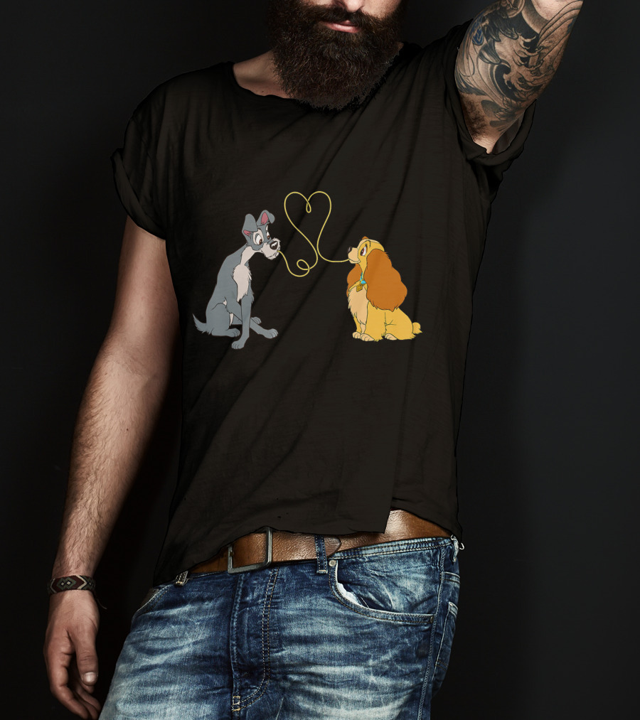 Disney Lady And The Tramp Bella Notte Spaghetti Heart Scene T-Shirt