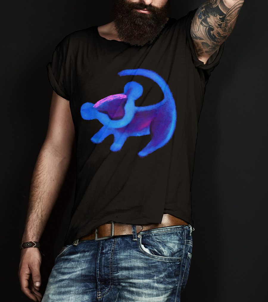 Disney Lion King Simba Neon Blue Cave Painting Hue T-Shirt