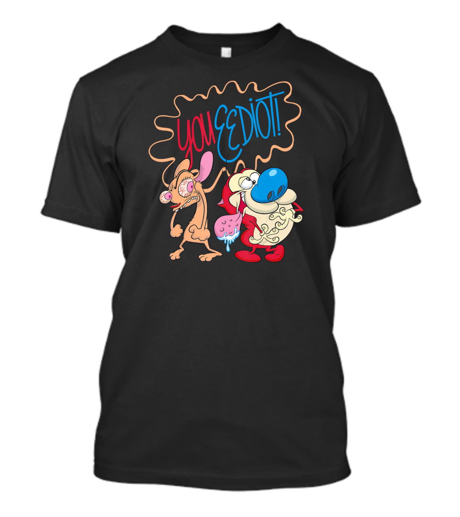 Ren And Stimpy You Eediot With Colorful Speech Bubble T-Shirt