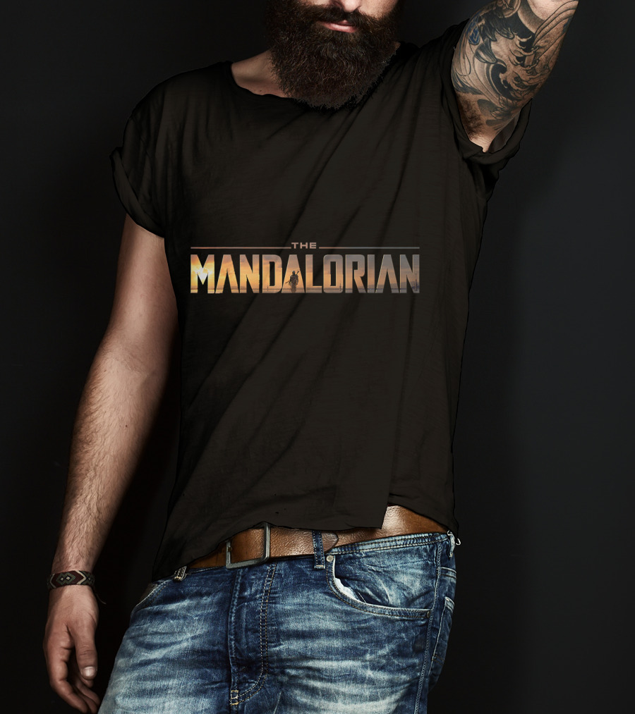The Mandalorian Star Wars Series Iconic Text Sunset T-Shirt