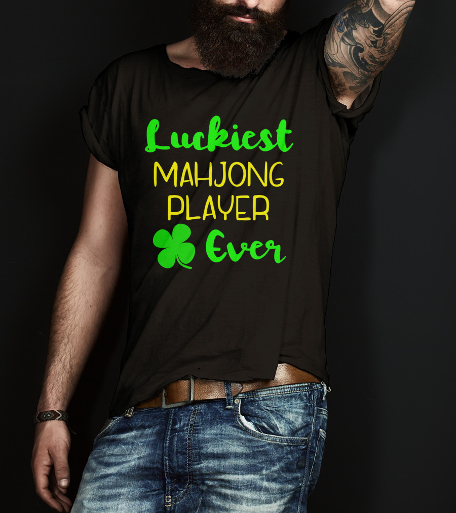 Luckiest Mahjong Player Ever St Patrick's Day Irish Clover T-Shirt
