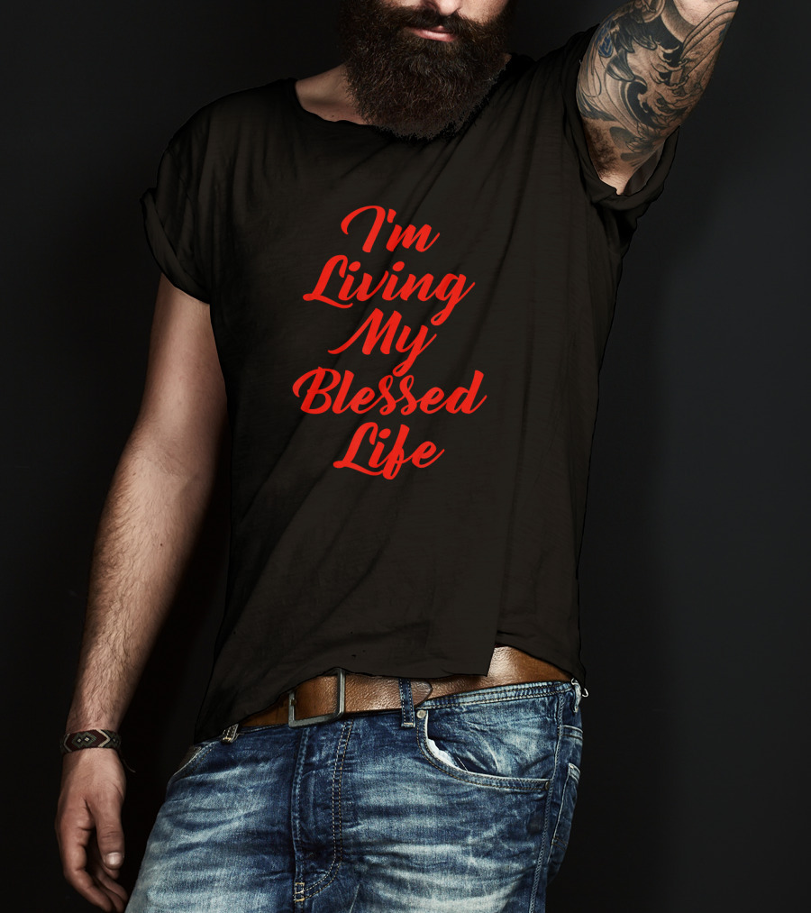 I'm Living My Blessed Life Red Script T-Shirt
