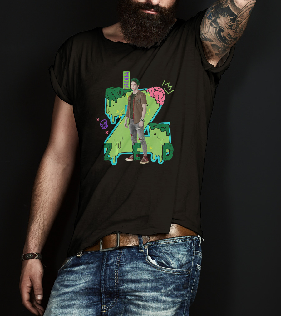 Disney Zombies 2 Zed Character With Slime And Brain Motif T-Shirt
