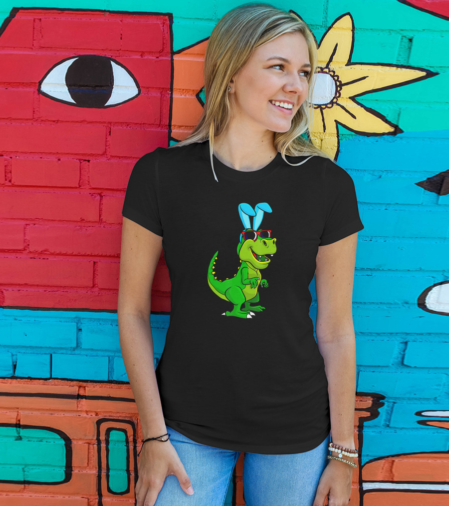 T Rex With Easter Bunny Ears And Sunglasses Dinosaur Lover T-Shirt