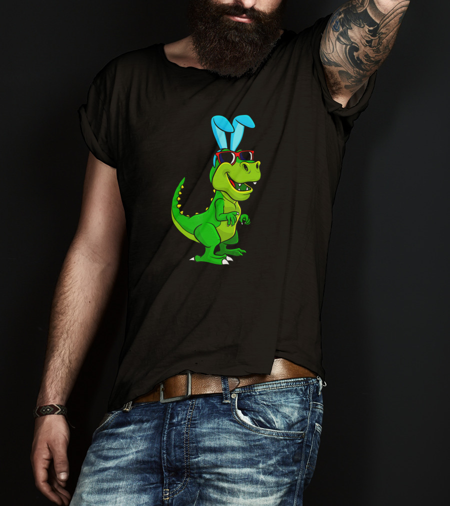 T Rex With Easter Bunny Ears And Sunglasses Dinosaur Lover T-Shirt
