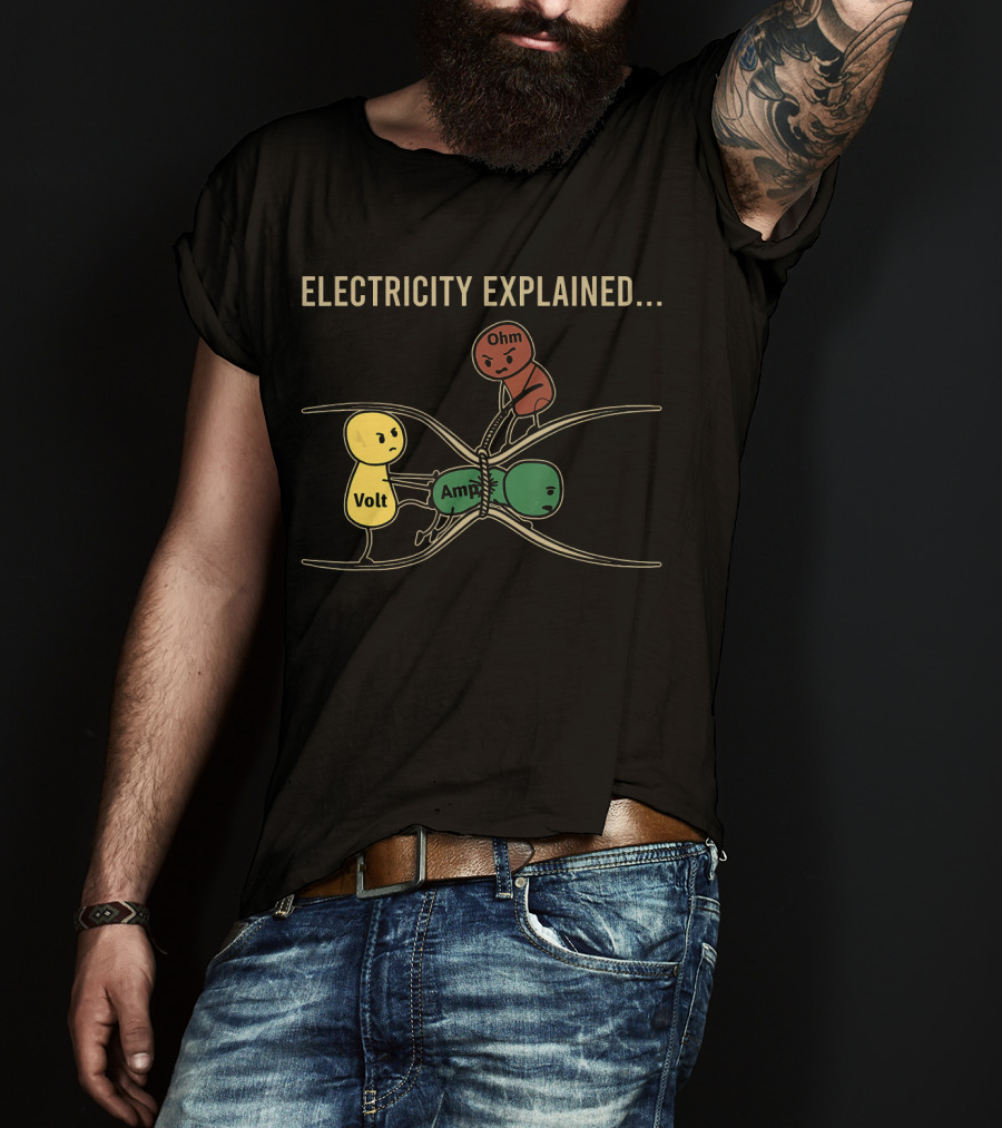 Electricity Explained Volt Amp Ohm Characters Interaction T-Shirt
