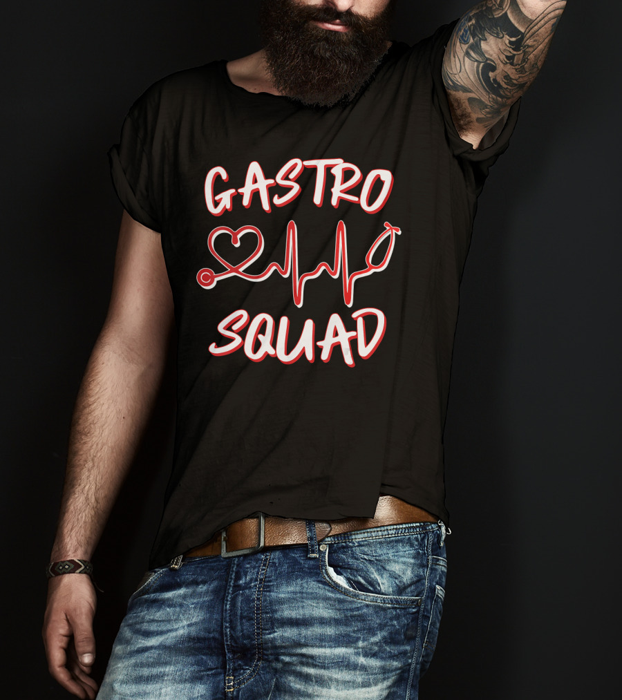 Gastro Squad Gastroenterologist Nurse Heartbeat Stethoscope T-Shirt