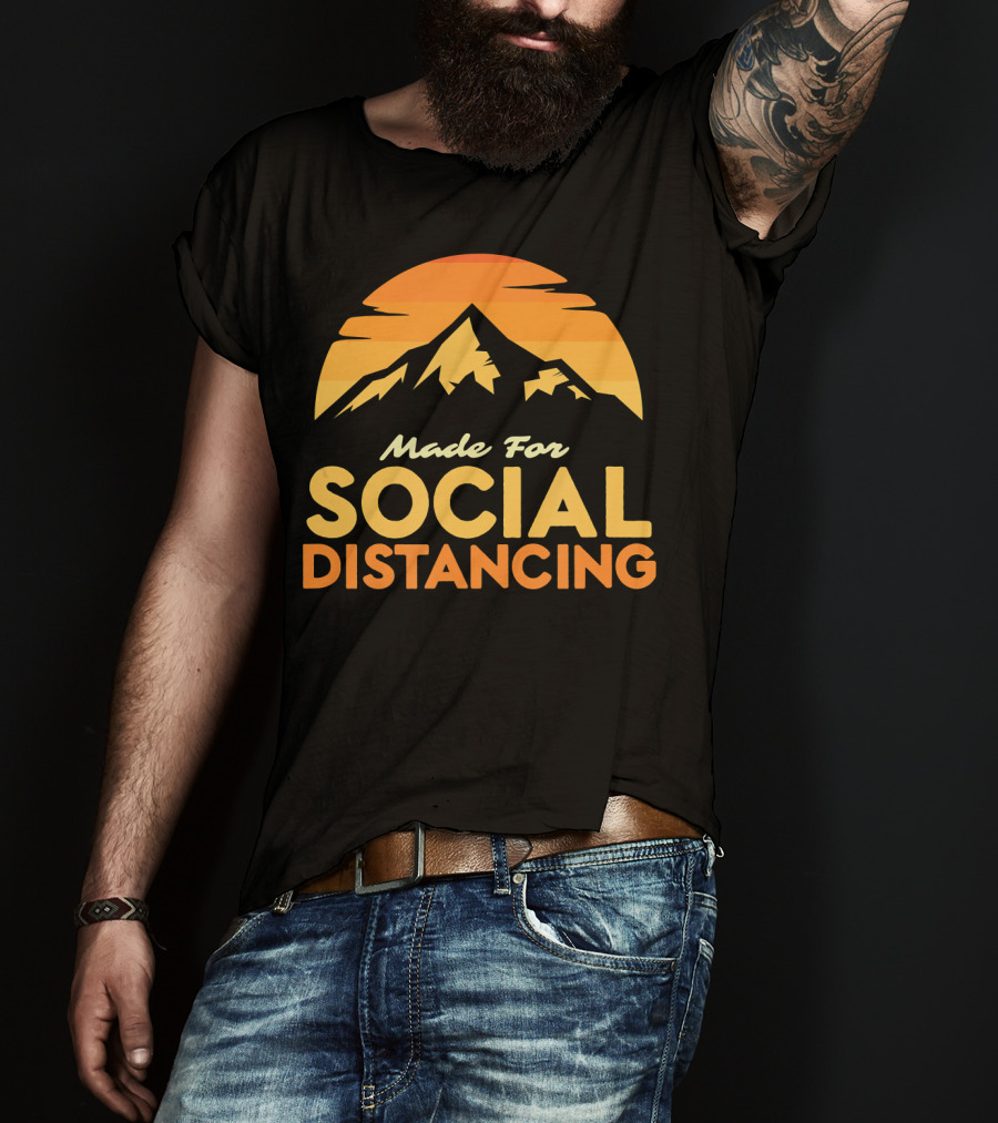 Made For Social Distancing Camping Hiking Mountain Sunset T-Shirt