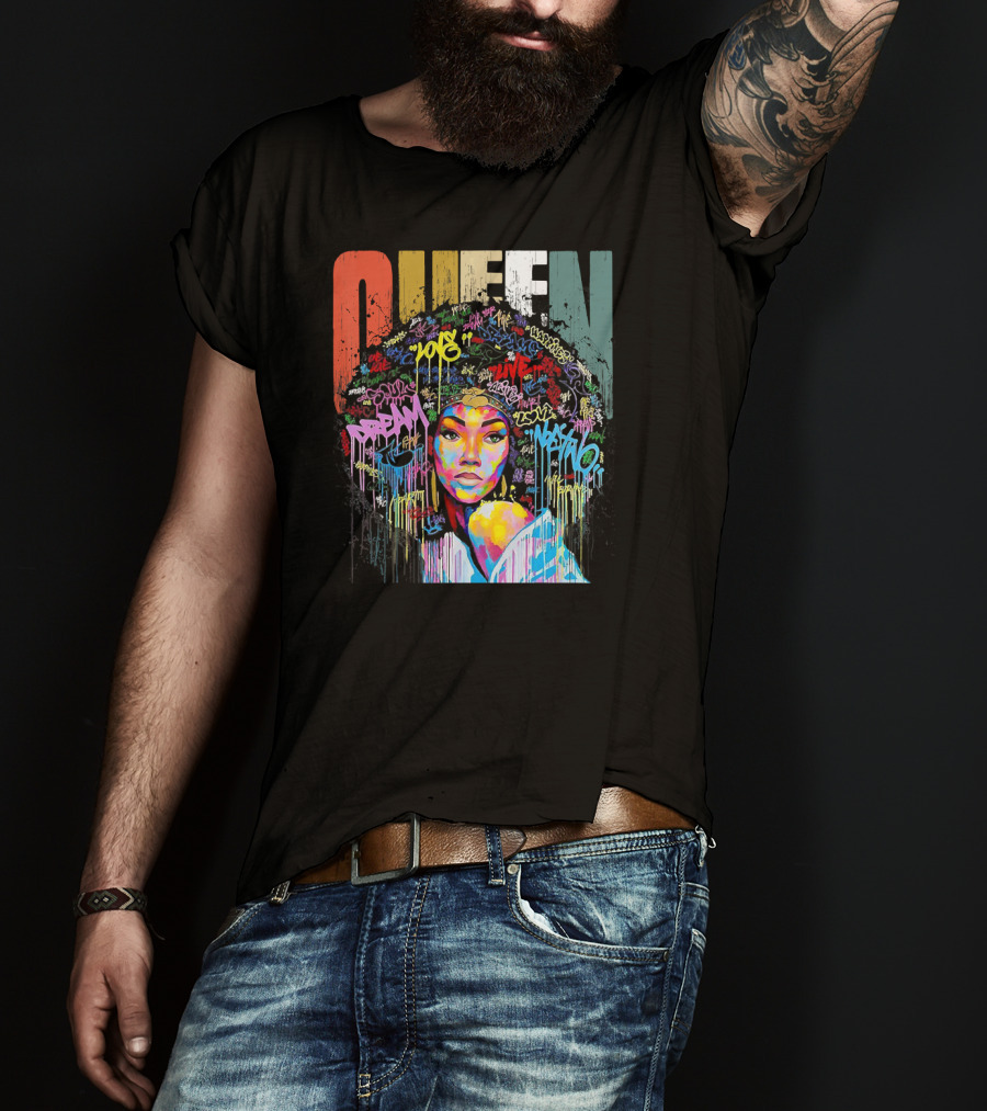 Queen African American Educated Strong Graffiti T-Shirt