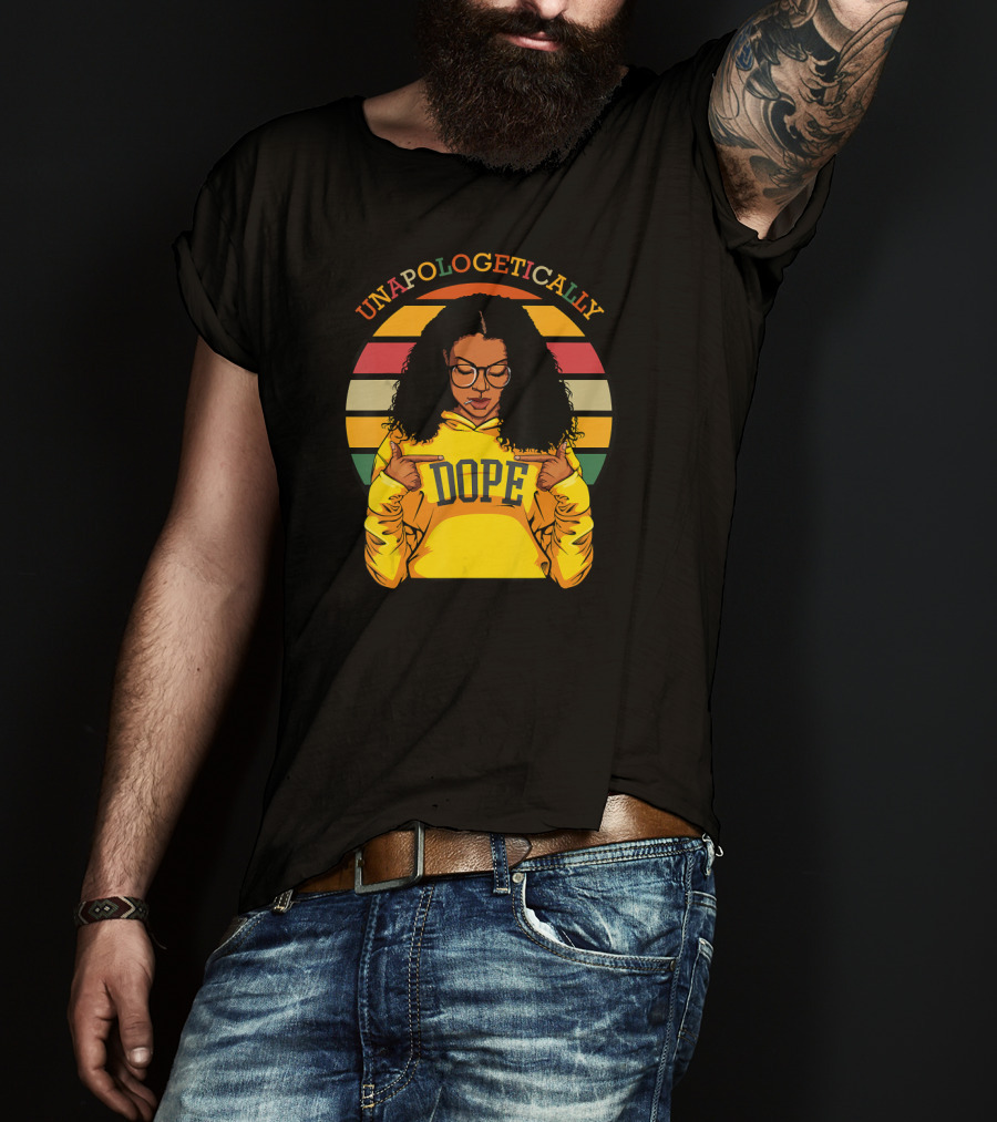Unapologetically Dope Afro Pride Black History Month Retro Stripes T-Shirt