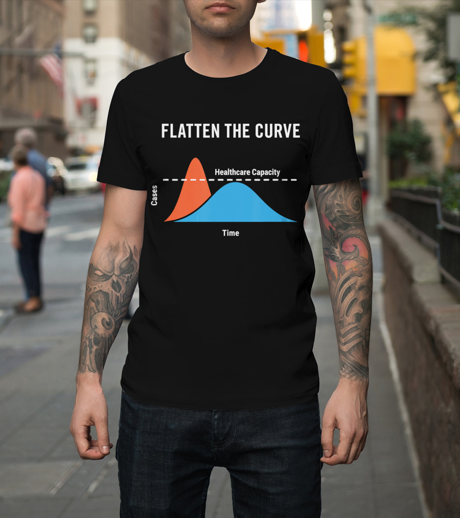 Flatten The Curve Cases Healthcare Capacity Time T-Shirt