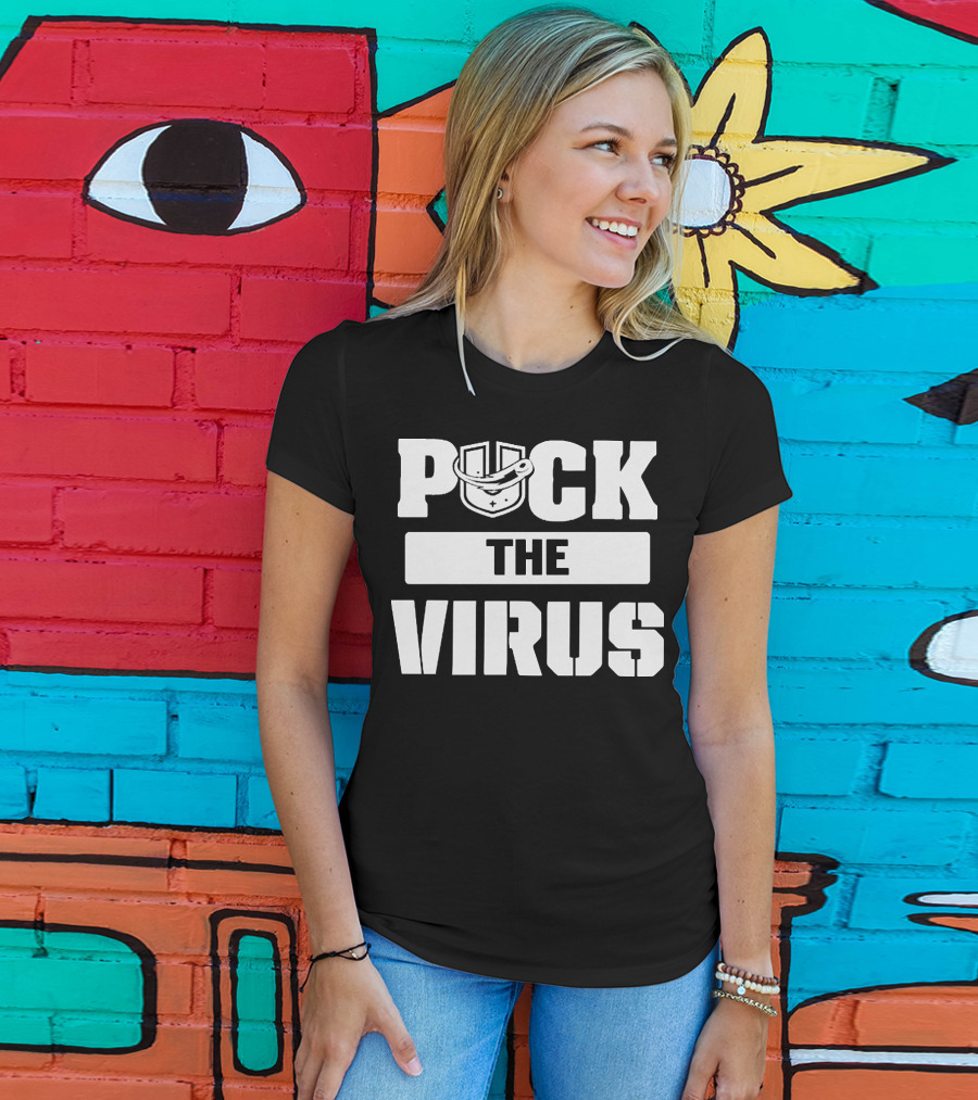 Puck The Virus Hockey Mask Sports Humorous Message T-Shirt