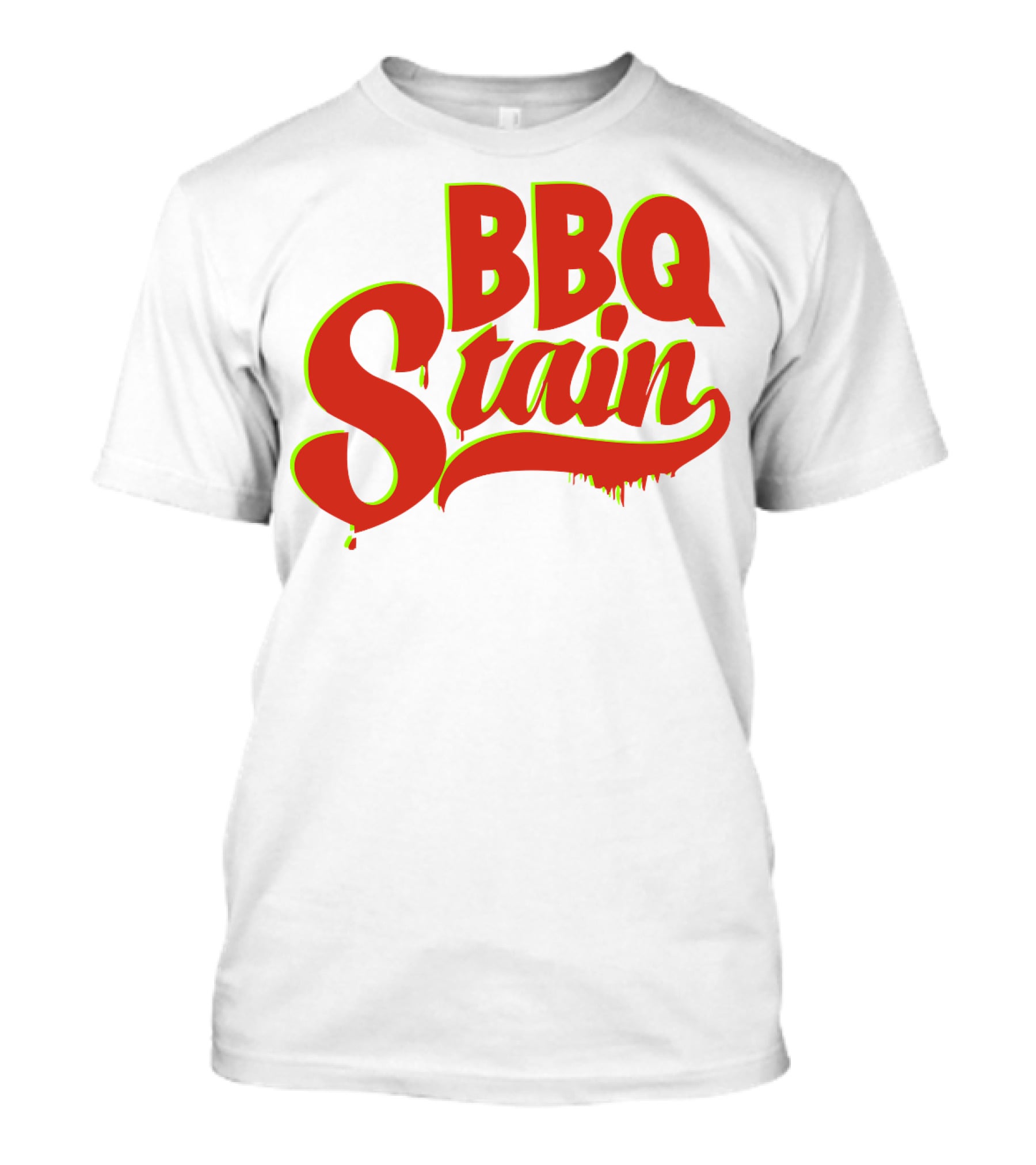 BBQ Stain Dripping Font Bold Red Green Outline T-Shirt